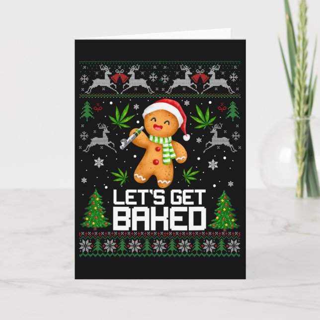 Cartão Suéter Feio Maconha Natal Xmas  (Frente)