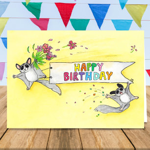 Cartão Sugar Gliders Happy Birthday greeting 