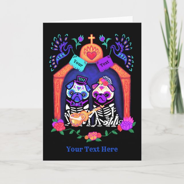 Cartão sugar skull pugs (Frente)