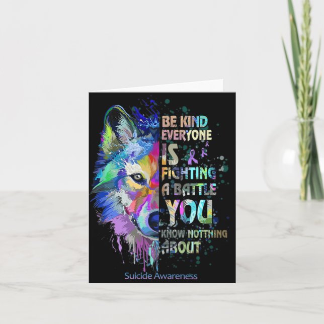 Cartão Suicide Awareness Be Kind Everyone Is Fighting A T (Frente)