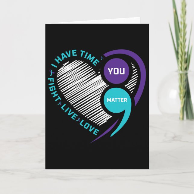 Cartão Suicide Awareness Prevention Heart Semi Colon You  (Frente)