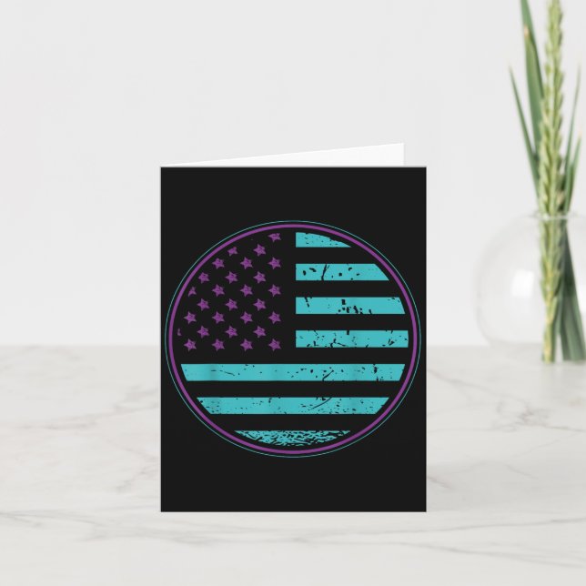 Cartão Suicide Prevention American Flag Wear Teal Purple  (Frente)
