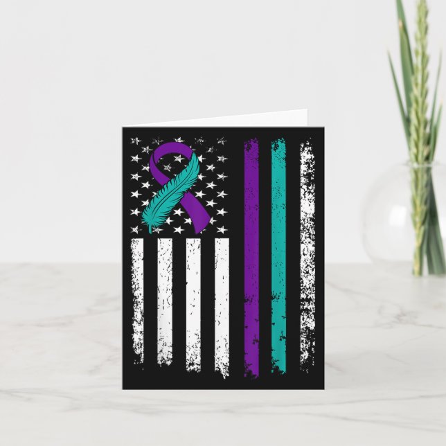 Cartão Suicide Prevention Awareness American Flag Ribbon  (Frente)