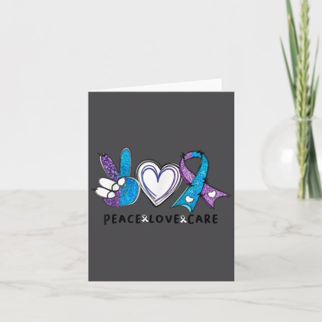 Cartão Suicide Prevention Awareness Teal &amp; Purple Rib (Frente)
