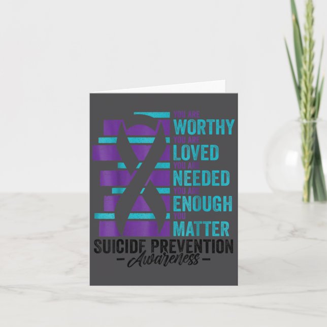 Cartão Suicide Prevention Awareness You Are Worthy Loved  (Frente)