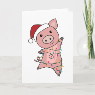 Cartão Suínos de Feliz Natal
