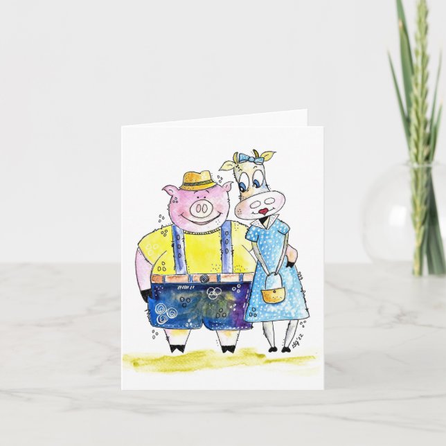 Cartão Suínos e Vacas, brancos e cúbicos (Frente)