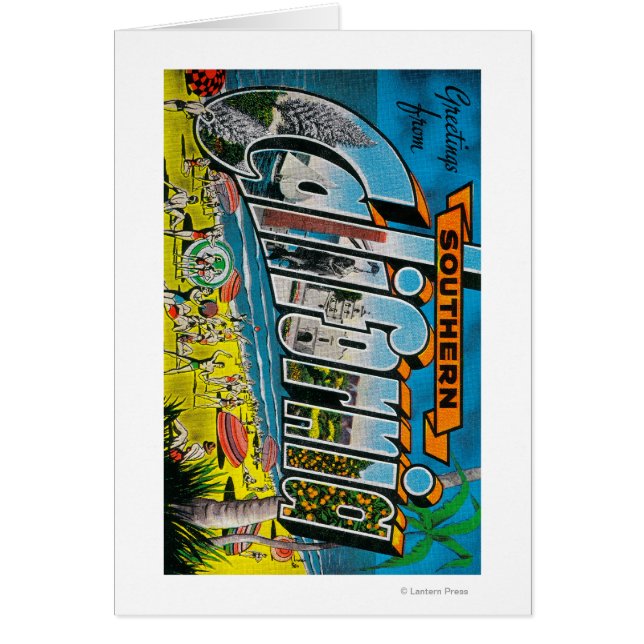 Cartão Sul da Califórnia - Cenas com Letras Grandes (Frente)