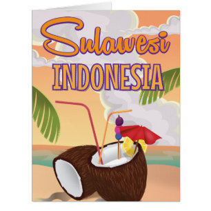 Cartão Sulawesi Indonesia poster de viagens de estilo vin
