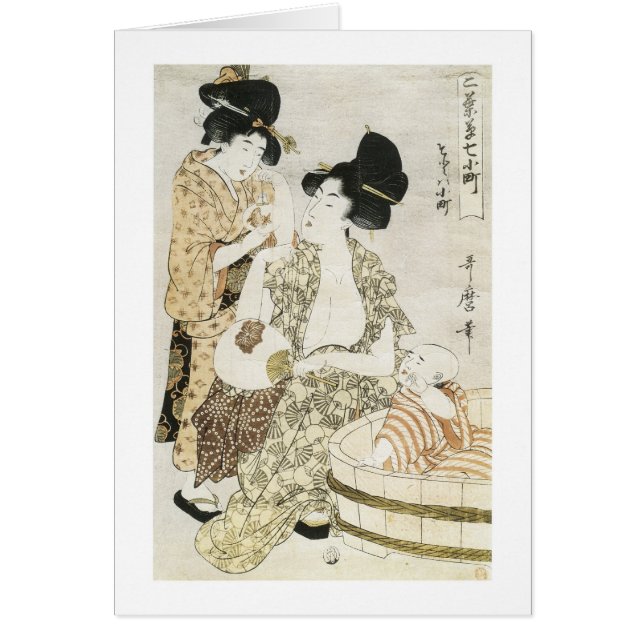 Cartão Summer Bath, Utamaro, 1800 (Frente)