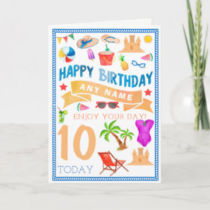 Cartão Summer Beach Personalised Birthday Card