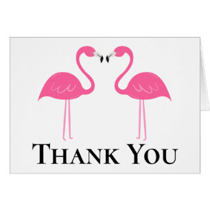 Cartão Summer Beach Weding Pink Flamingo Obrigado