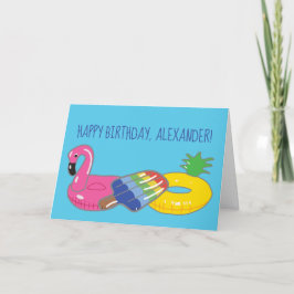 Cartão Summer Birthday Pool Floats Personalized