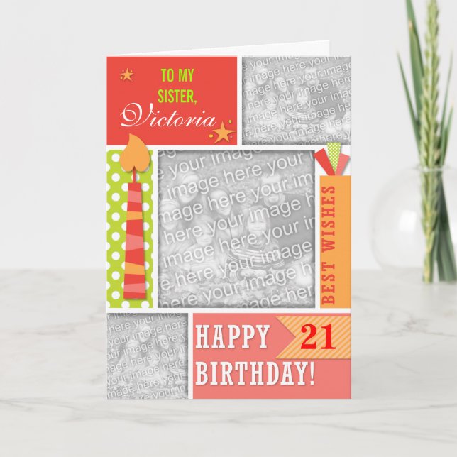 Cartão Summer Colors Birthday Personalized Photocard (Frente)