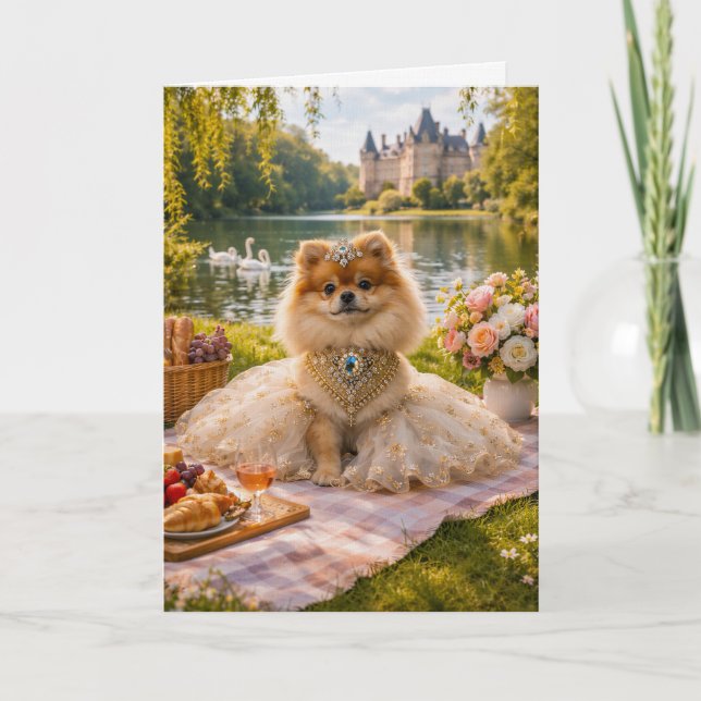 Cartão Summer Day Picnic, Pomeranian  Blank Card (Frente)