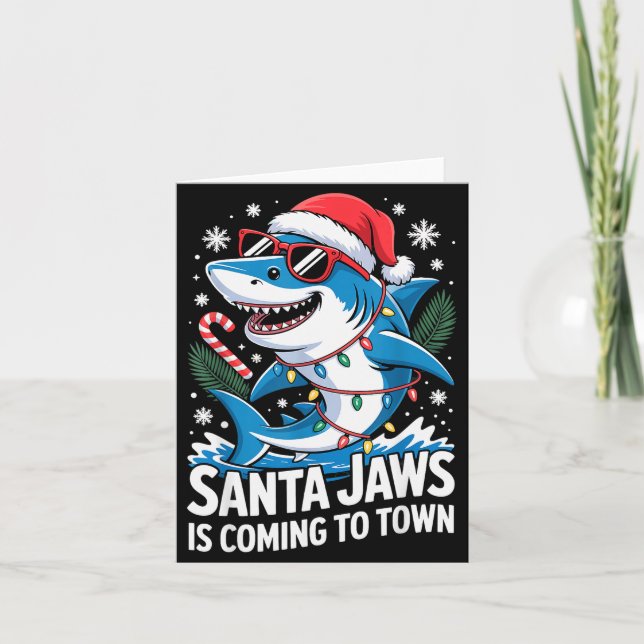 Cartão Summer Santa Jaws Vacation Christmas In July Shark (Frente)