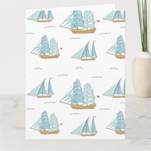 Cartão Summer Seatime Cute yachts with sail