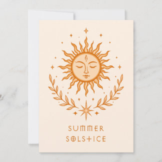 Cartão Summer Solstice Celestial Sun Face Botanical Art