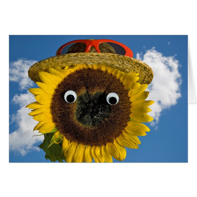 Cartão Summer Sunflower Humor Birday (Frente horizontal)