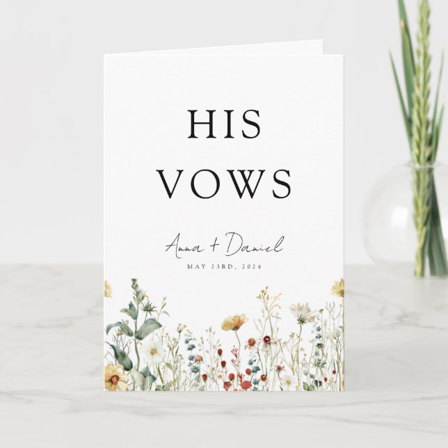 Cartão Summer Wildflower Field Sua Vows De Casamento (Frente)