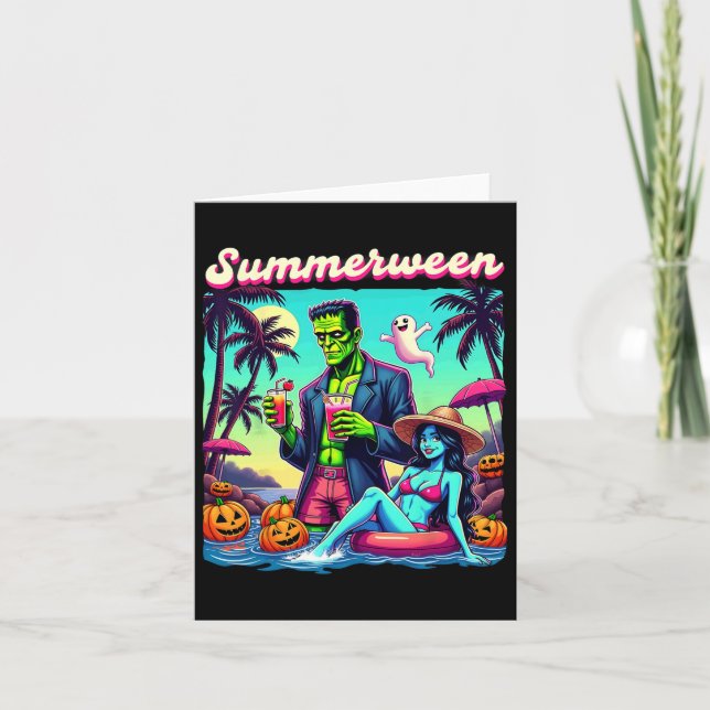 Cartão Summerbetween Summer Halloween Zombie Frankenstein (Frente)