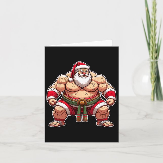 Cartão Sumo Papai noel Japonês Wrestler Japão Legal Natal (Frente)