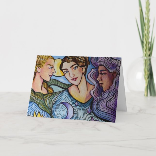 Cartão Sun Moon Stars Arte Feminina (Frente)