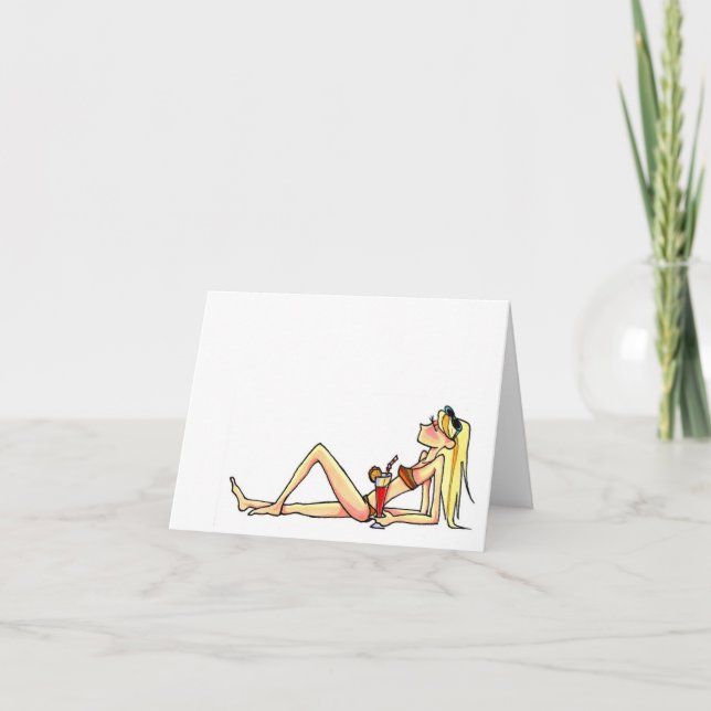 Cartão sunbathing women notecard (Frente)