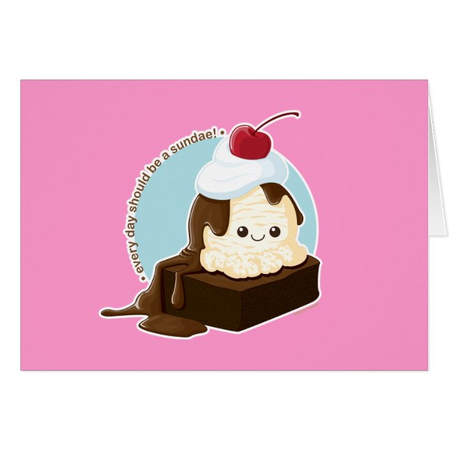 Cartão Sundae da brownie (Frente Horizontal)