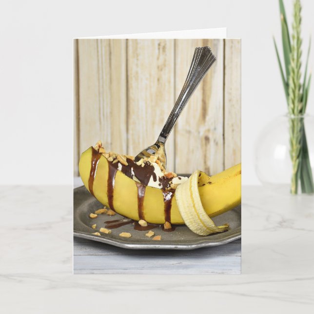 Cartão sundae da separação de banana do aniversário (Frente)