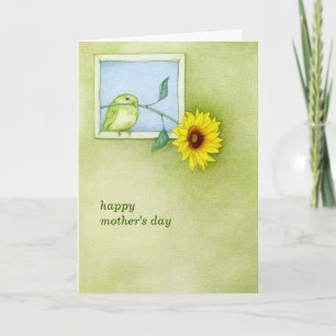 Cartão Sunflower Bird Mother's Day Card
