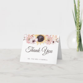 Cartão Sunflower Bouquet Wedding Thank You Card