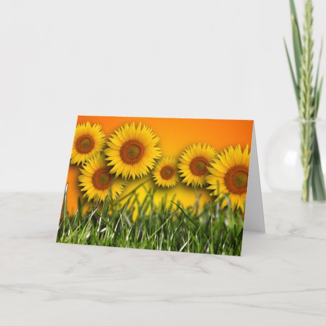 Cartão Sunflower Dawn Blank Greeting Card (Frente)
