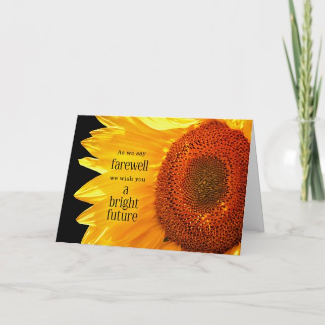 Cartão Sunflower desejando um futuro brilhante Adeus (Frente)