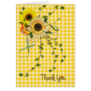 Cartão Sunflower e Lady Bug obrigado você