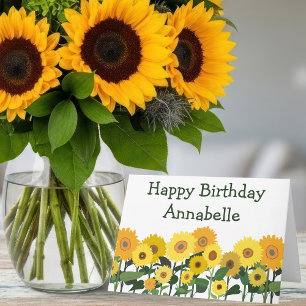Cartão Sunflower Happy Birday Bela Personalizada
