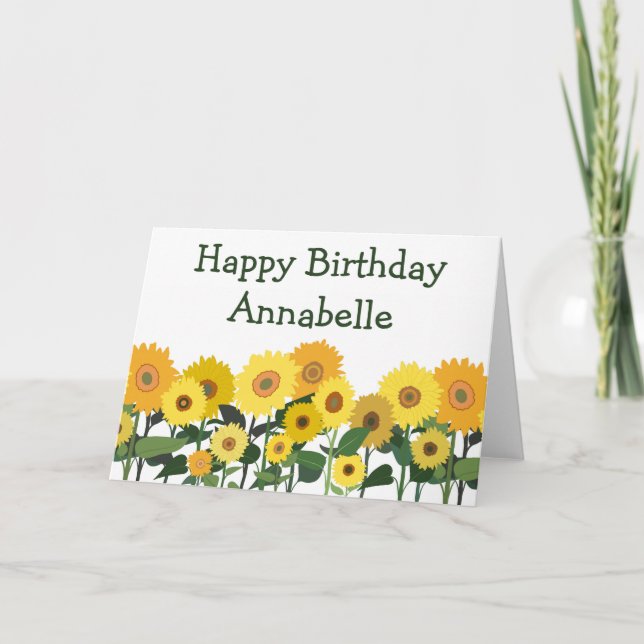 Cartão Sunflower Happy Birday Bela Personalizada (Frente)