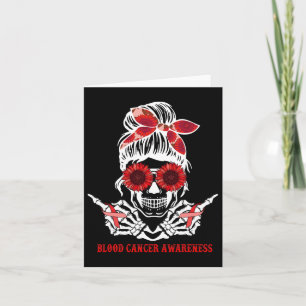 Cartão Sunflower Messin Skull Red Ribbon Cancer sanguíneo