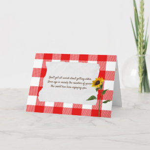 Cartão sunflower on red and white buffalo plaid birthday