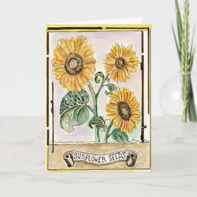 Cartão Sunflower Seeds design on a Greeting Card. (Frente)