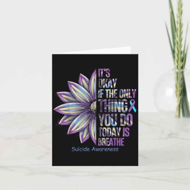 Cartão Sunflower Suicide Prevention Awareness Week Teal P (Frente)