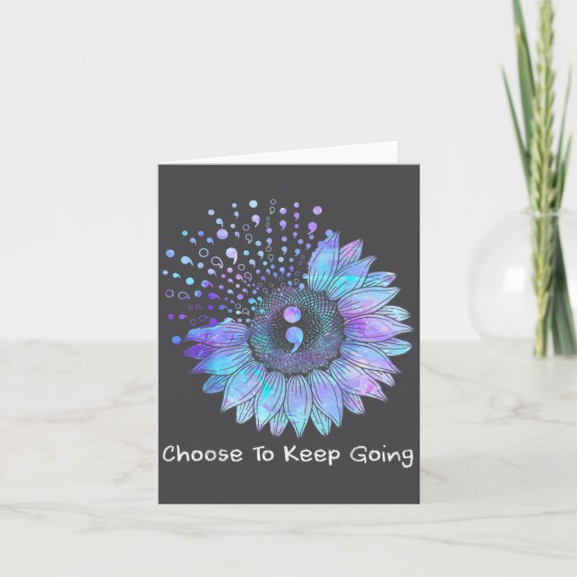 Cartão Sunflower Teal Purple Ribbon Suicide Prevention Aw (Frente)