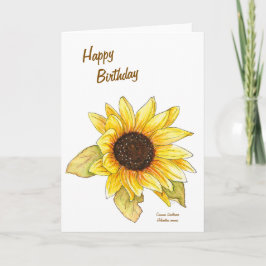 Cartão Sunflower watercolor customizable greeting card