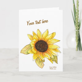 Cartão Sunflower watercolor customizable greeting card
