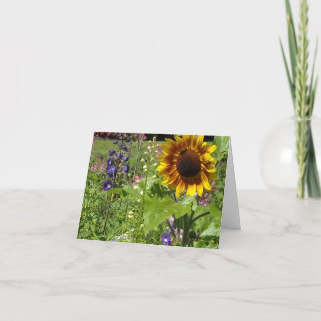Cartão Sunflowers and Hollyhocks - Blank Card (Frente)
