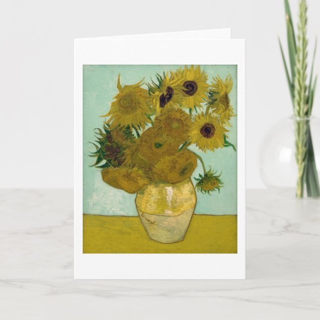 Cartão Sunflowers in a Vase (F456) Van Gogh Fine Art (Frente)