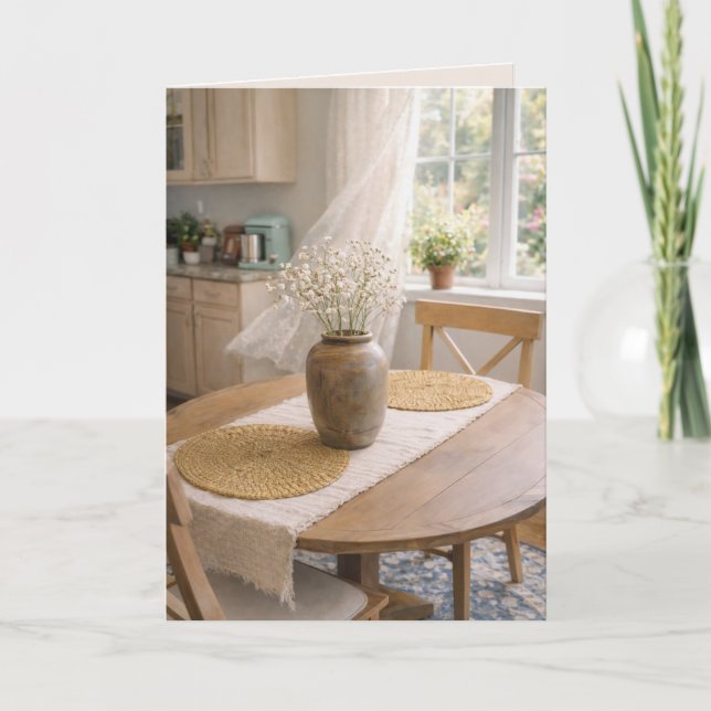 Cartão Sunlit Cottage Table Card – French Country (Frente)
