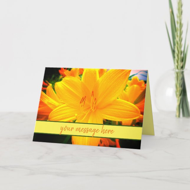 Cartão Sunny Cheerful Day Lily Flowers Carro de Mensagens (Frente)