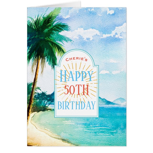 Cartão Sunny Day Seabreeze 50th Birthday (Frente)