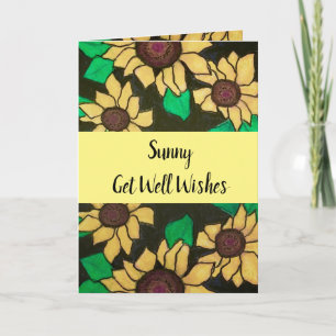 Cartão Sunny Get well Deseja Girassóis Amarelo Brilhante
